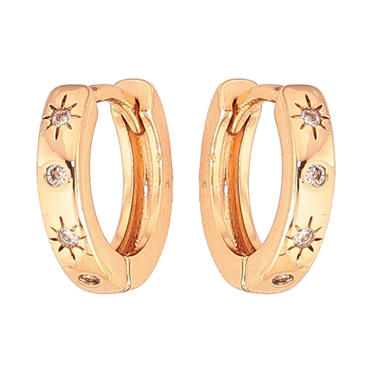 Серьги Xuping цвет Позолота 18К колечки "Узор с кристаллами" фото №17