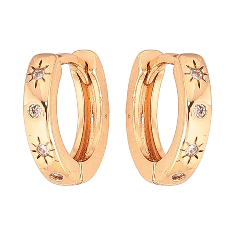 Серьги Xuping цвет Позолота 18К колечки "Узор с кристаллами" фото №1