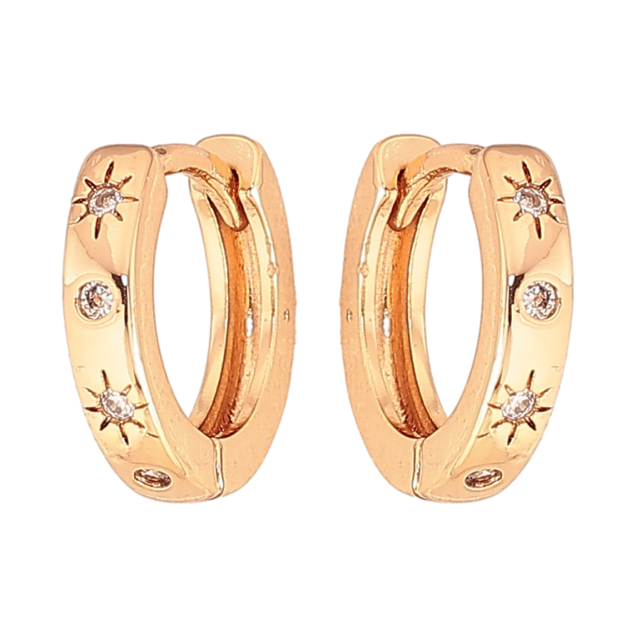 Серьги Xuping цвет Позолота 18К колечки "Узор с кристаллами" фото №1