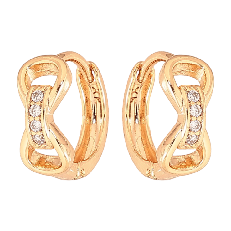 Серьги Xuping цвет Позолота 18К колечки "Узор с кристаллами" фото №15