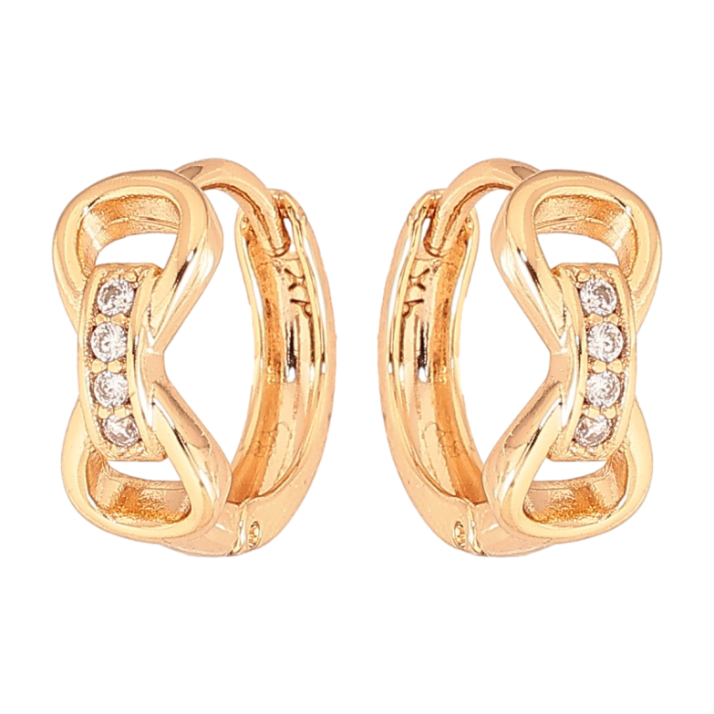 Серьги Xuping цвет Позолота 18К колечки "Узор с кристаллами" фото №1