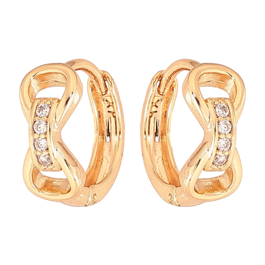 Серьги Xuping цвет Позолота 18К колечки "Узор с кристаллами" фото №1