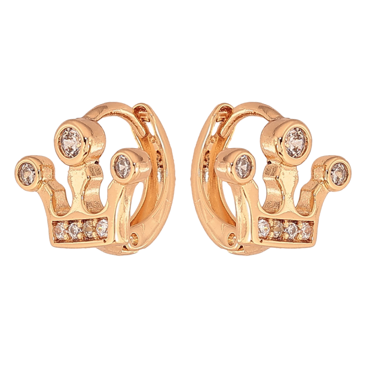 Серьги Xuping цвет Позолота 18К колечки "Корона с кристаллами" фото №14