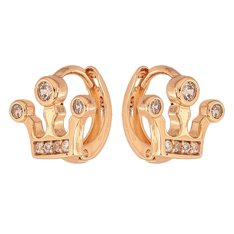 Сережки Xuping колір Позолота 18К колечка "Корона з кристалами" фото №1