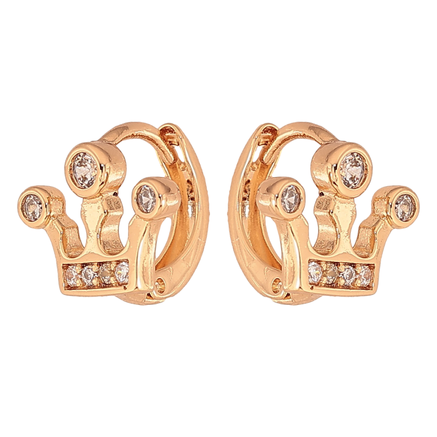 Серьги Xuping цвет Позолота 18К колечки "Корона с кристаллами" фото №1