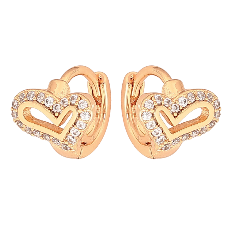 Серьги Xuping цвет Позолота 18К колечки "Сердечки с кристаллами" фото №9