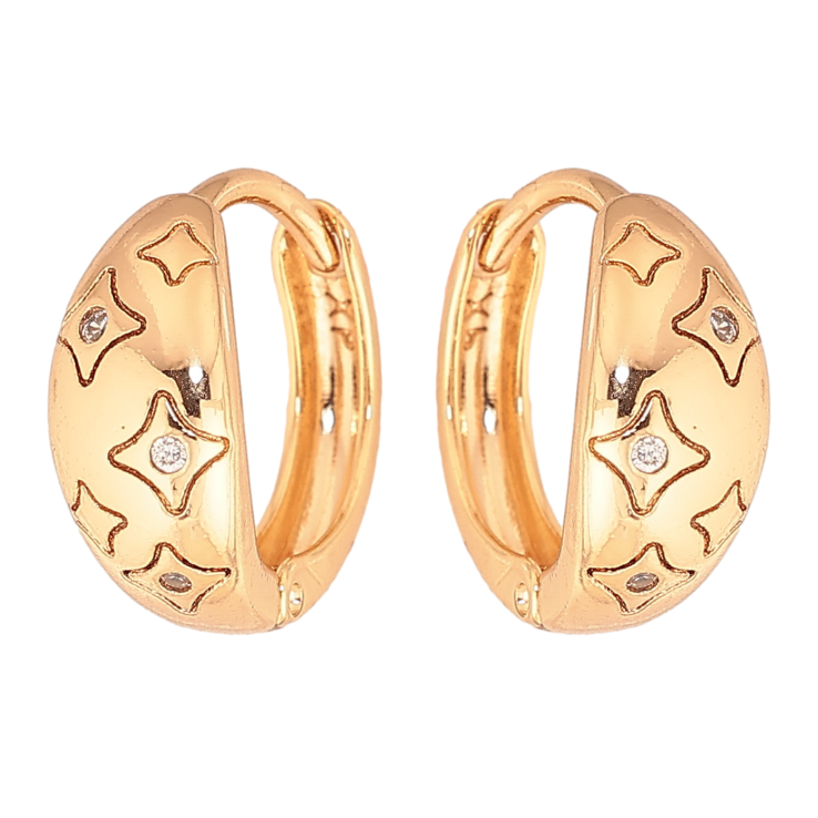 Серьги Xuping цвет Позолота 18К колечки "Узор с кристаллами" фото №25