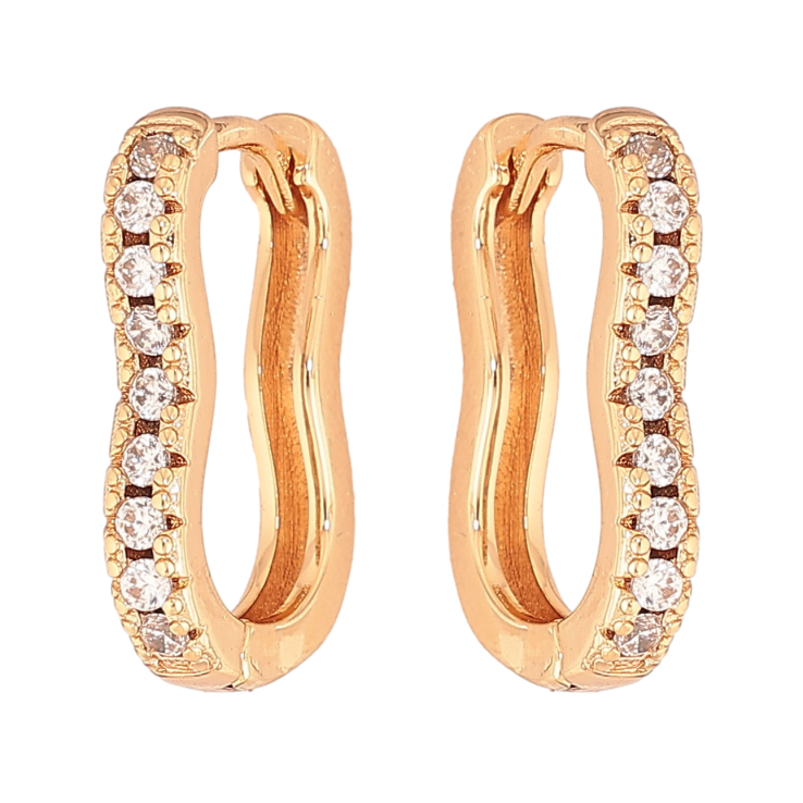 Серьги Xuping цвет Позолота 18К колечки "Дорожки кристаллов" фото №8