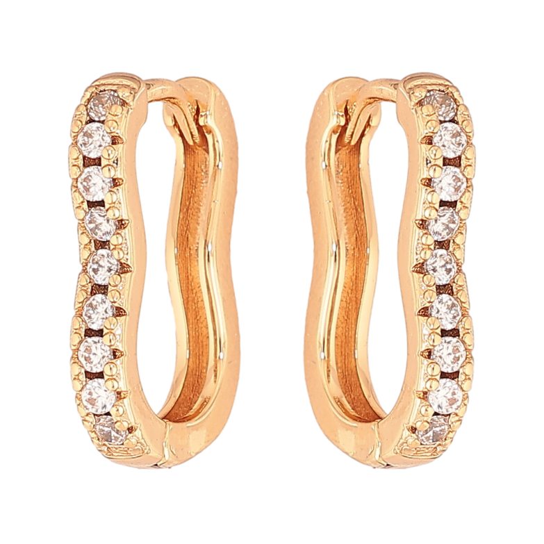 Сережки Xuping колір Позолота 18К колечка "Доріжки кристалів" фото №1