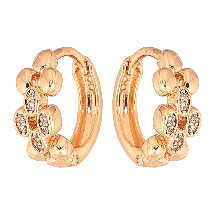 Серьги Xuping цвет Позолота 18К колечки "Узор с кристаллами" фото №16