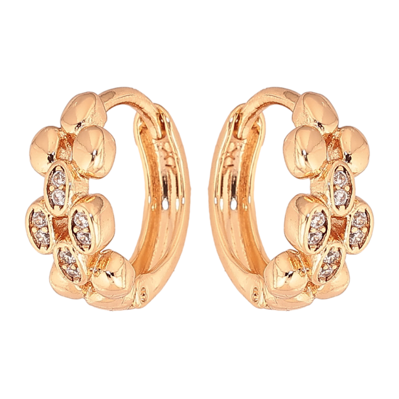 Серьги Xuping цвет Позолота 18К колечки "Узор с кристаллами" фото №8