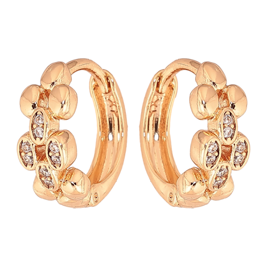 Серьги Xuping цвет Позолота 18К колечки "Узор с кристаллами" фото №1