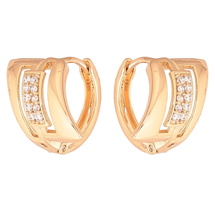 Серьги Xuping цвет Позолота 18К колечки "Узор с кристаллами" фото №13