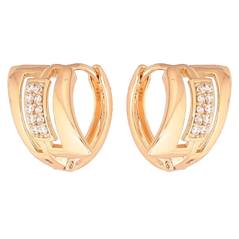 Серьги Xuping цвет Позолота 18К колечки "Узор с кристаллами" фото №16