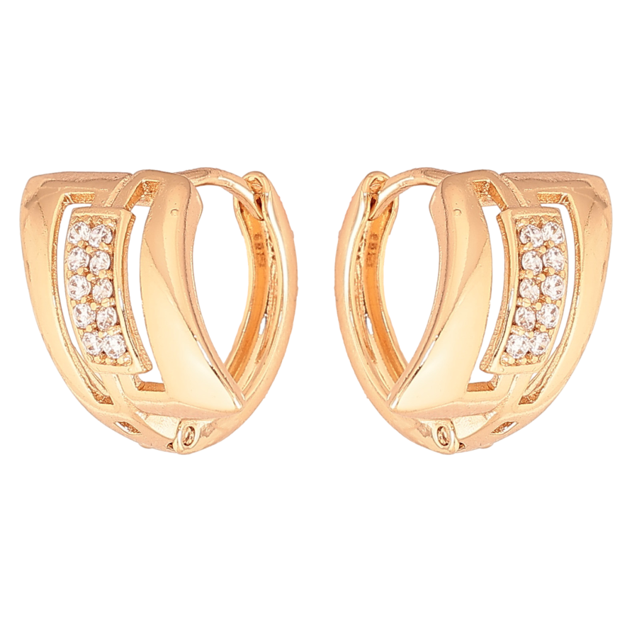 Серьги Xuping цвет Позолота 18К колечки "Узор с кристаллами" фото №1