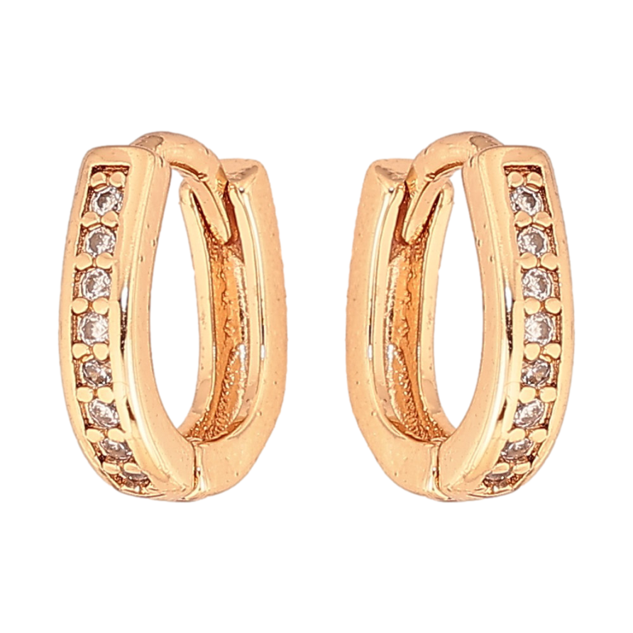 Сережки Xuping колір Позолота 18К колечка "Доріжки кристалів" фото №1