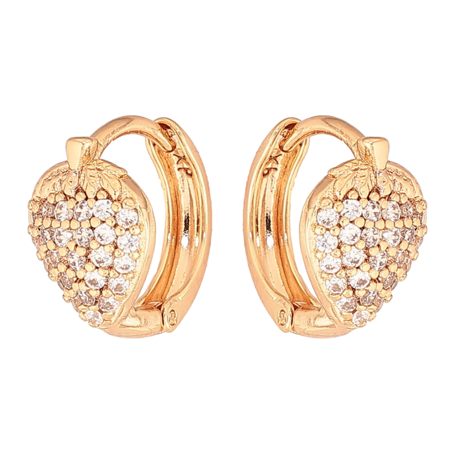 Серьги Xuping цвет Позолота 18К колечки "Клубнички с кристаллами" фото №1