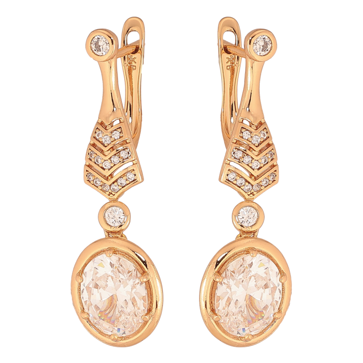 Серьги Xuping цвет Позолота 18К английський замок "Кристальные подвески" фото №8