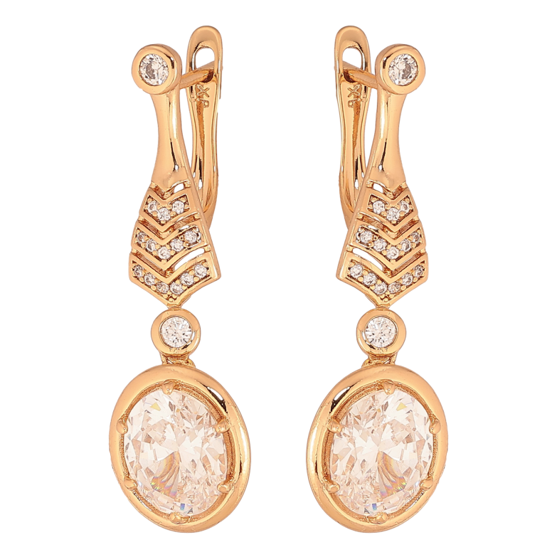 Серьги Xuping цвет Позолота 18К английський замок "Кристальные подвески" фото №11