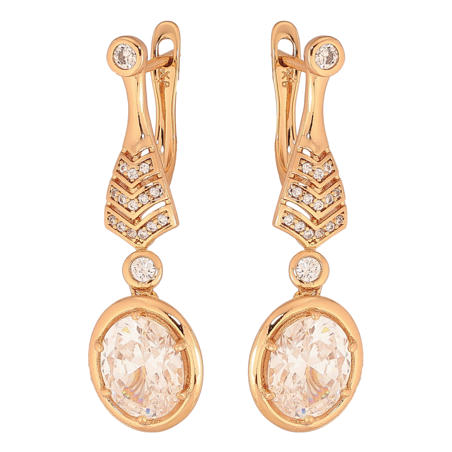 Серьги Xuping цвет Позолота 18К английський замок "Кристальные подвески" фото №1