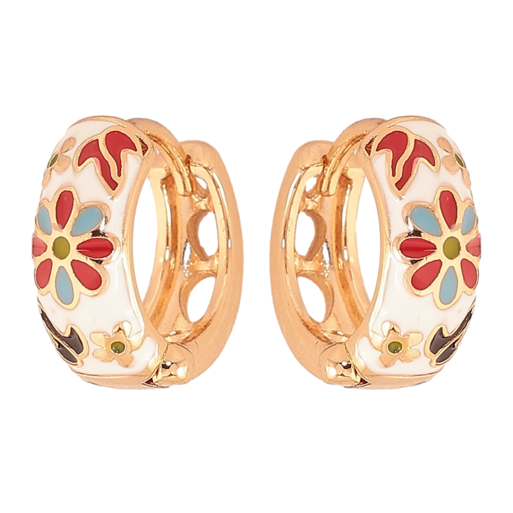 Сережки Xuping колір Позолота 18К колечка "Візерунок з кольоровою емаллю" фото №14 Сережки Xuping колір Позолота 18К колечка "Візерунок з кольоровою емаллю" фото №14