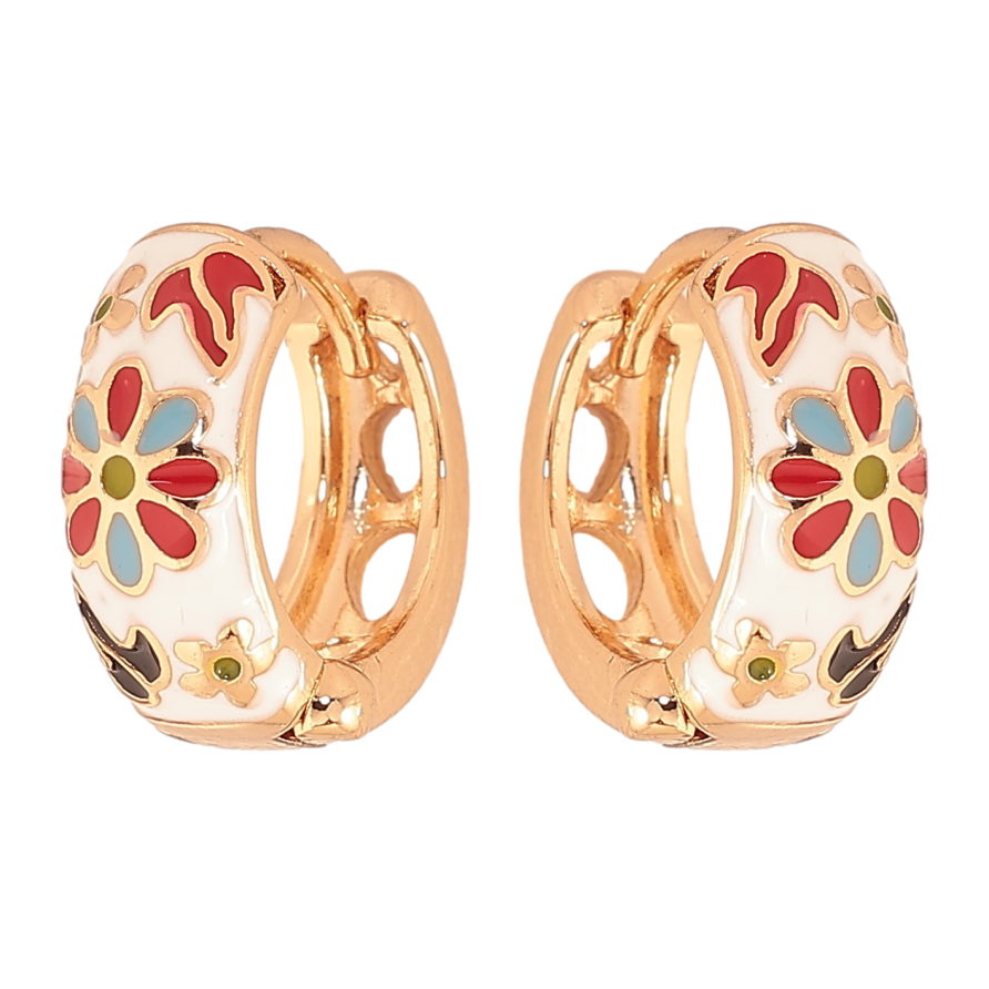 Сережки Xuping колір Позолота 18К колечка "Візерунок з кольоровою емаллю" фото №1