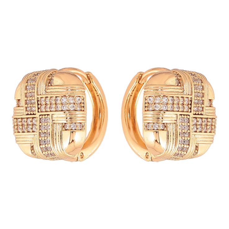 Сережки Xuping колір Позолота 18К колечка "Візерунок з кристалами" фото №17