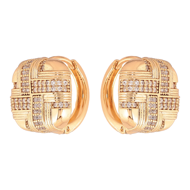 Серьги Xuping цвет Позолота 18К колечки "Узор с кристаллами" фото №1