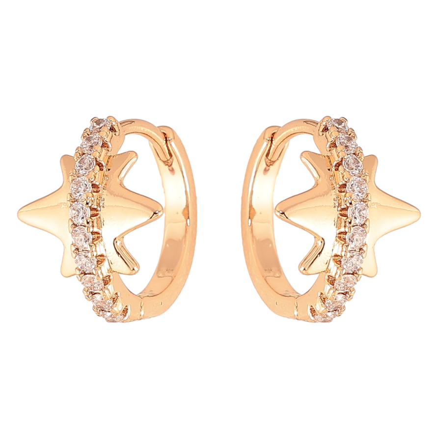 Серьги Xuping цвет Позолота 18К колечки "Узор с кристаллами" фото №1