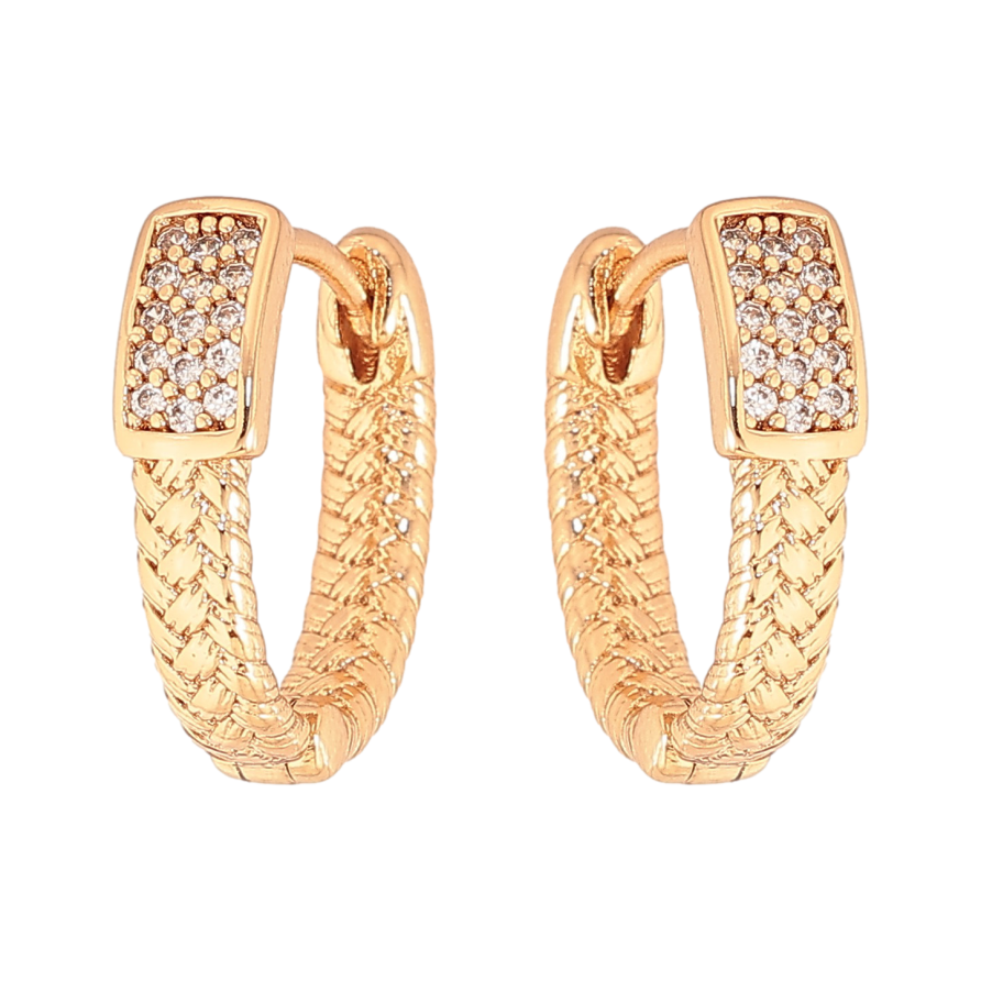 Серьги Xuping цвет Позолота 18К колечки "Узор с кристаллами" фото №1