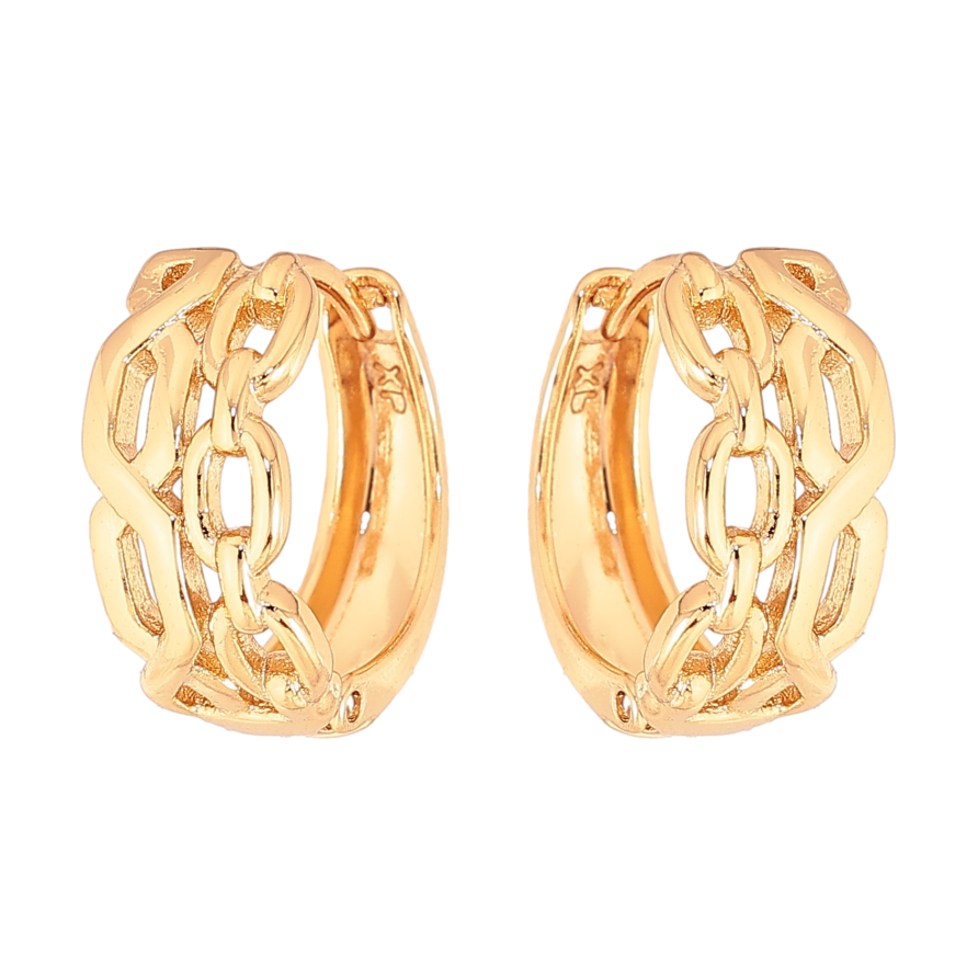 Серьги Xuping цвет Позолота 18К колечки "Декоративный узор" фото №1