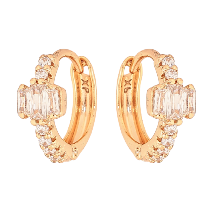 Сережки Xuping колір Позолота 18К колечка "Візерунок з кристалами" фото №18