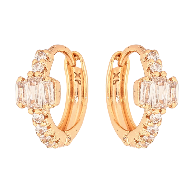 Серьги Xuping цвет Позолота 18К колечки "Узор с кристаллами" фото №8