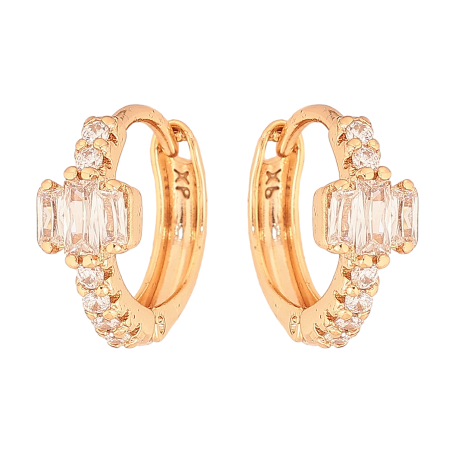 Серьги Xuping цвет Позолота 18К колечки "Узор с кристаллами" фото №1