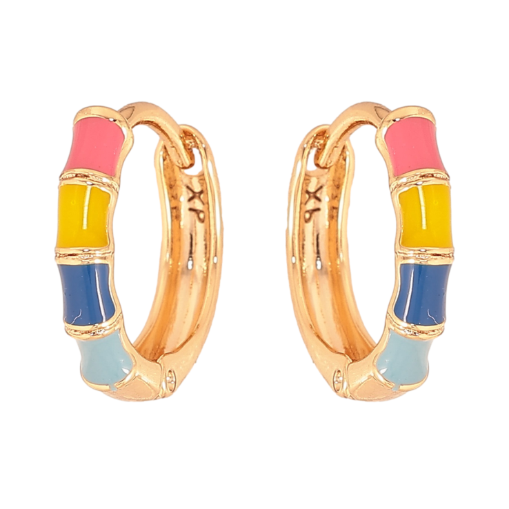 Сережки Xuping колір Позолота 18К колечка "Візерунок з різнокольоровою емаллю" фото №8