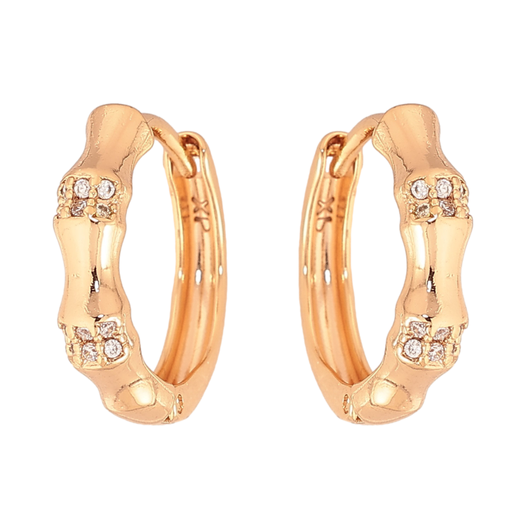 Сережки Xuping колір Позолота 18К колечка "Візерунок з кристалами" фото №18 Сережки Xuping колір Позолота 18К колечка "Візерунок з кристалами" фото №18