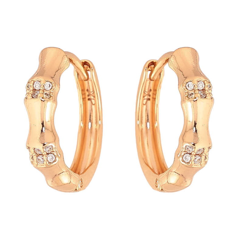 Серьги Xuping цвет Позолота 18К колечки "Узор с кристаллами" фото №11