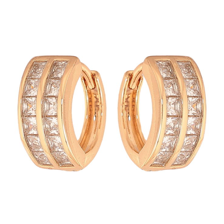 Сережки Xuping колір Позолота 18К колечка "Доріжки кристалів" фото №20 Сережки Xuping колір Позолота 18К колечка "Доріжки кристалів" фото №20