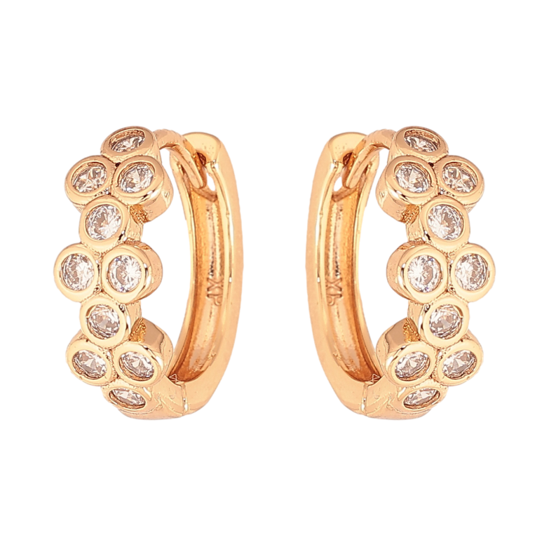 Сережки Xuping колір Позолота 18К колечка "Візерунок з кристалами" фото №14 Сережки Xuping колір Позолота 18К колечка "Візерунок з кристалами" фото №14