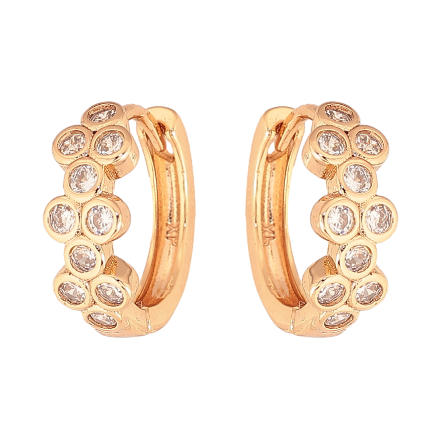 Серьги Xuping цвет Позолота 18К колечки "Узор с кристаллами" фото №1 Серьги Xuping цвет Позолота 18К колечки "Узор с кристаллами" фото №1