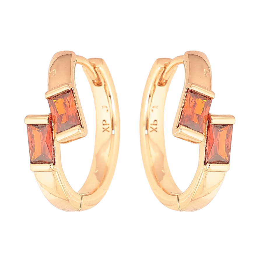 Серьги Xuping цвет Позолота 18К колечки "Узор с красными кристаллами" фото №1 Серьги Xuping цвет Позолота 18К колечки "Узор с красными кристаллами" фото №1