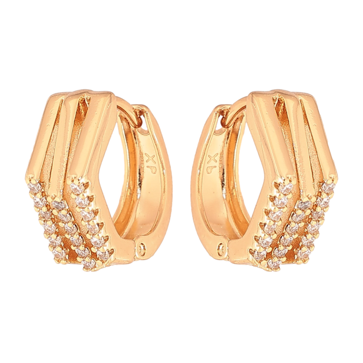 Сережки Xuping колір Позолота 18К колечка "Візерунок з кристалами" фото №10 Сережки Xuping колір Позолота 18К колечка "Візерунок з кристалами" фото №10