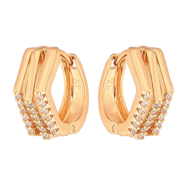 Сережки Xuping колір Позолота 18К колечка "Візерунок з кристалами" фото №18 Сережки Xuping колір Позолота 18К колечка "Візерунок з кристалами" фото №18