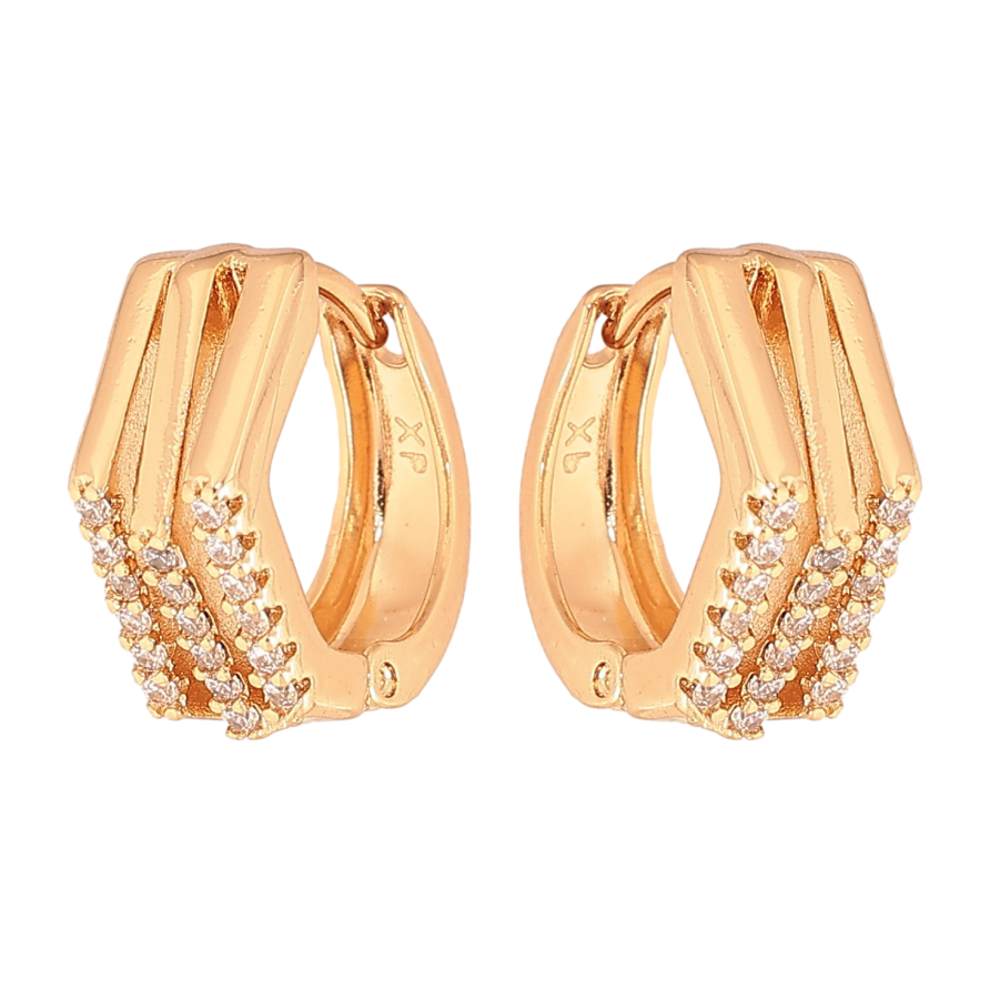 Серьги Xuping цвет Позолота 18К колечки "Узор с кристаллами" фото №1 Серьги Xuping цвет Позолота 18К колечки "Узор с кристаллами" фото №1