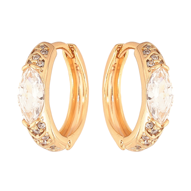 Сережки Xuping колір Позолота 18К колечка "Візерунок з кристалами" фото №7 Сережки Xuping колір Позолота 18К колечка "Візерунок з кристалами" фото №7