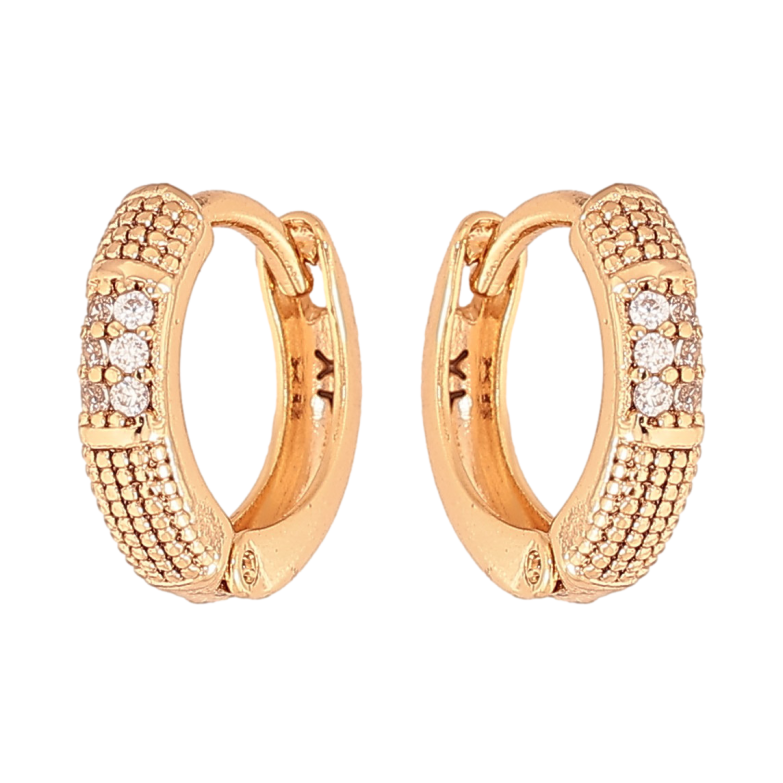 Сережки Xuping колір Позолота 18К колечка "Візерунок з кристалами" фото №4