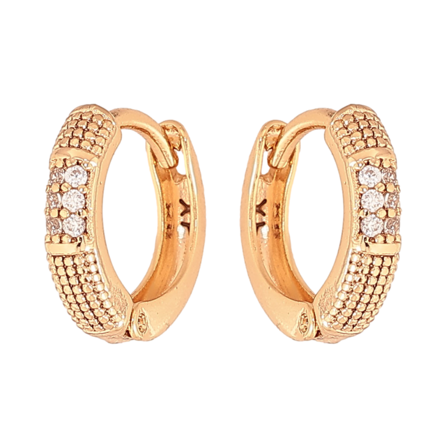 Сережки Xuping колір Позолота 18К колечка "Візерунок з кристалами" фото №1