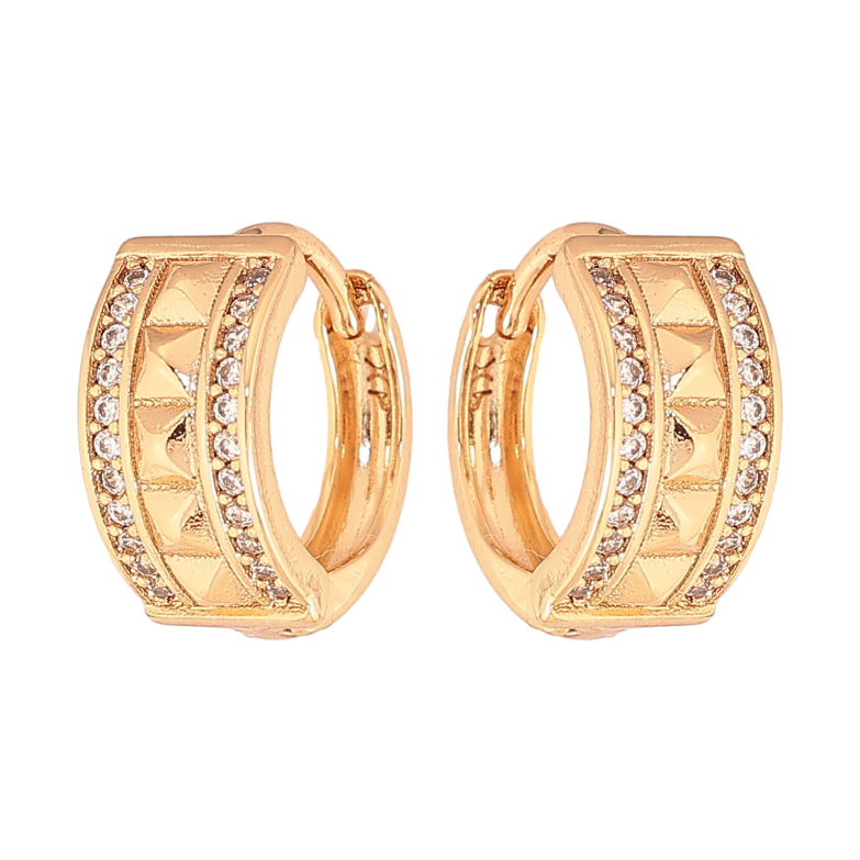 Сережки Xuping колір Позолота 18К колечка "Візерунок з кристалами" фото №1 Сережки Xuping колір Позолота 18К колечка "Візерунок з кристалами" фото №1