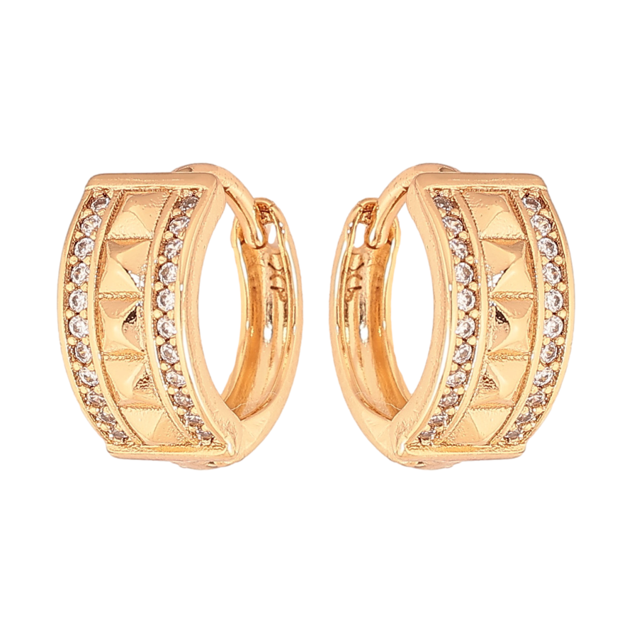 Сережки Xuping колір Позолота 18К колечка "Візерунок з кристалами" фото №1 Сережки Xuping колір Позолота 18К колечка "Візерунок з кристалами" фото №1