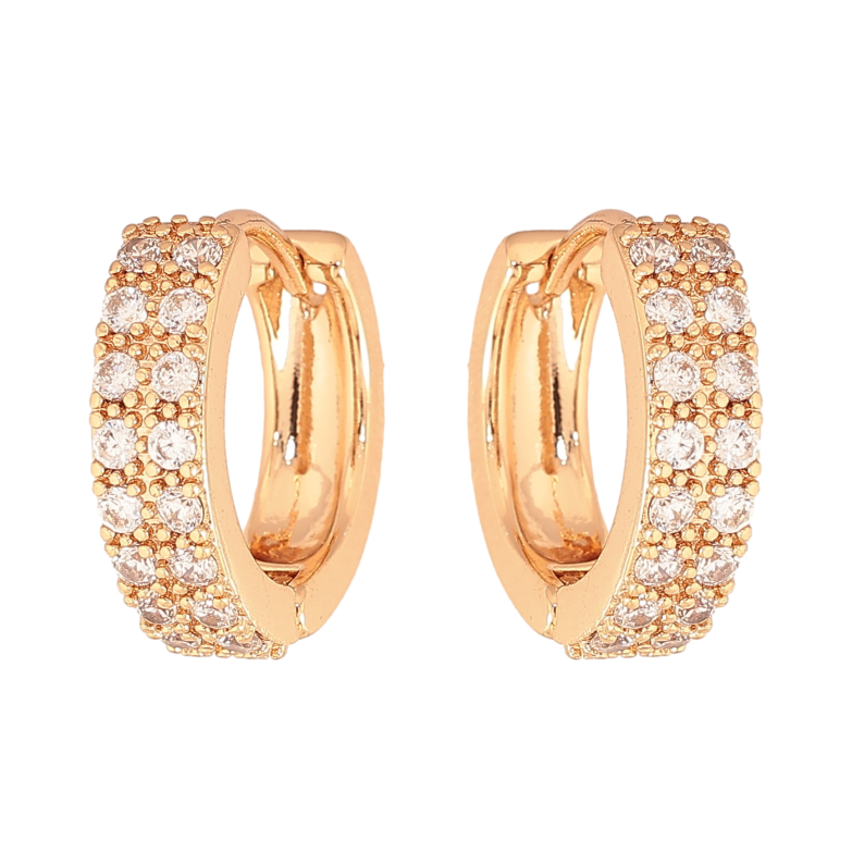 Сережки Xuping колір Позолота 18К колечка "Інкрустація кристалами" фото №1 Сережки Xuping колір Позолота 18К колечка "Інкрустація кристалами" фото №1